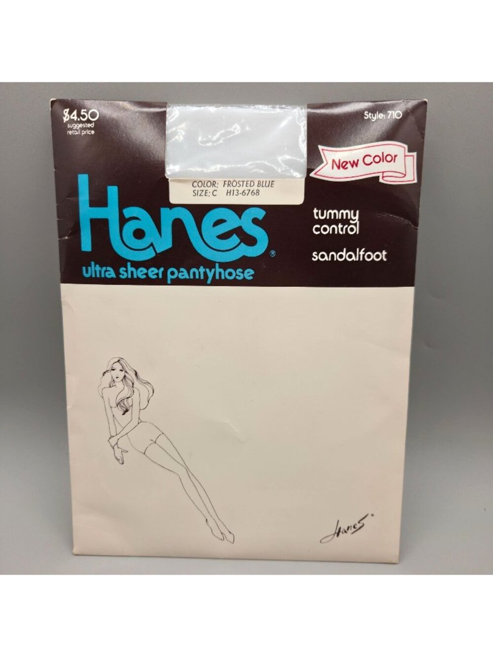Hanes Ultra Sheer Pantyhose Tummy Control Frosted Blue Size C NOS
